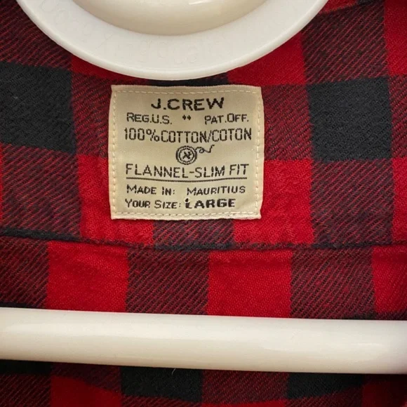 J.Crew Flannel Slim-fit Red and Black Shirt - Size L - Picture 5 of 6
